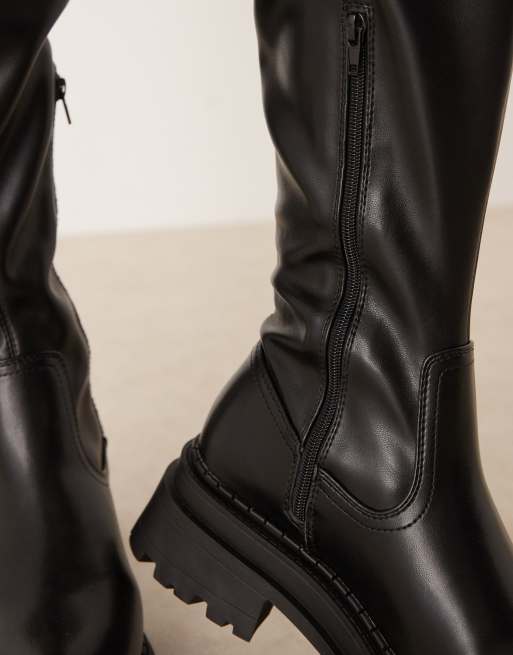 ASOS DESIGN Curve Kendra chunky over the knee boots in black, 4 of 4