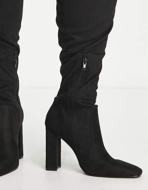 ASOS DESIGN Curve - Kenni - Stivali cuissard neri con tacco largo, 3 di 4