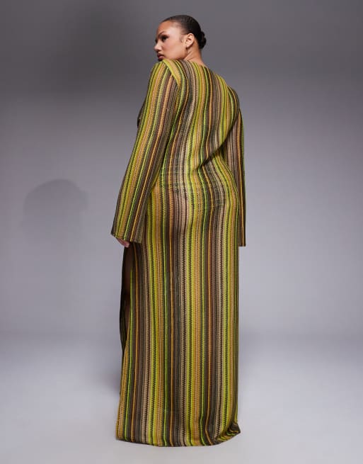 ASOS DESIGN Curve - Kenny - Robe de plage longue en maille au crochet - Marron, 2 de 4