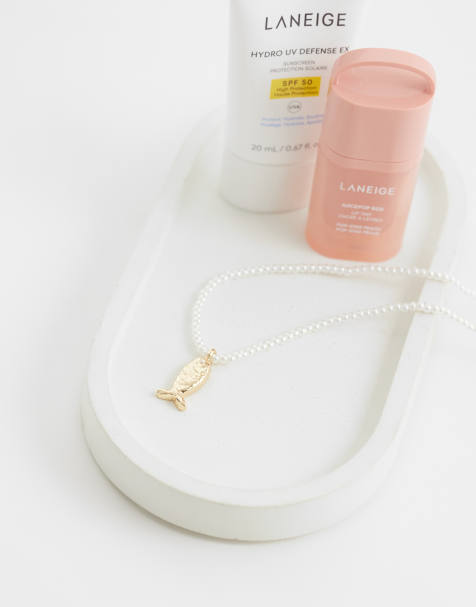 ASOS DESIGN Curve - Ketting met imitatieparels en vishangertje in goudkleur - view 1