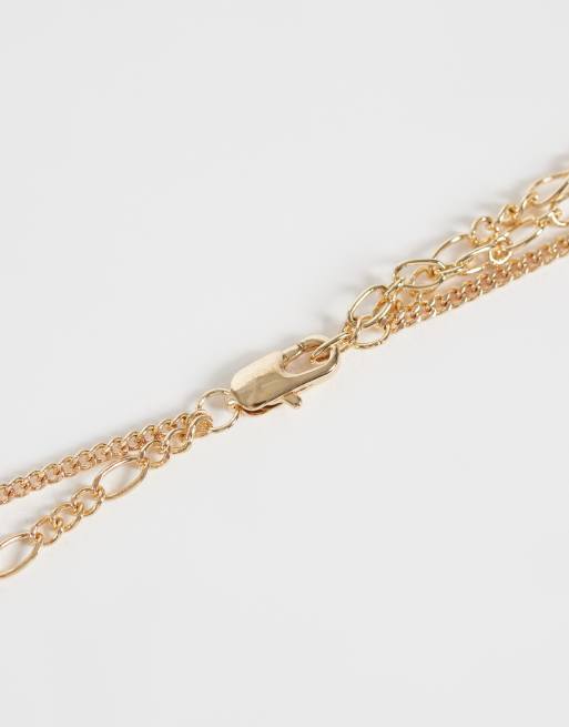 ASOS DESIGN Curve ketting met meerdere rijen en bordeauxrode hanger, 3 van 4