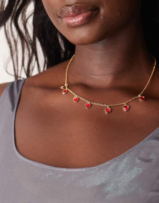 ASOS DESIGN Curve - Ketting met mini-hartjes in goudkleur
