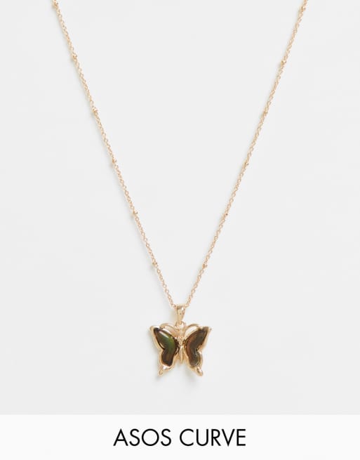 ASOS DESIGN Curve - Ketting met stemminghangertje in vlinderstijl in goudkleur