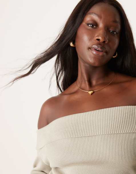ASOS DESIGN Curve - Ketting van waterbestendig roestvrij staal met hartje in goudkleur - view 1