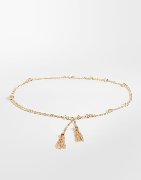 ASOS DESIGN Curve - Kettingriem met kwastjes in goud - view 1