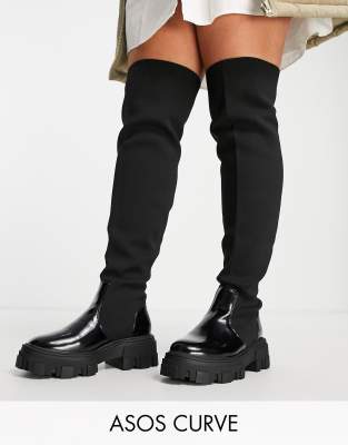  Curve Kimmy flat chunky over the knee boots 