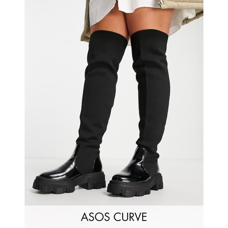 Flat chunky over cheap the knee boots