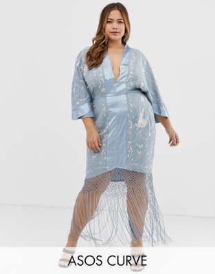 asos embroidered kimono dress