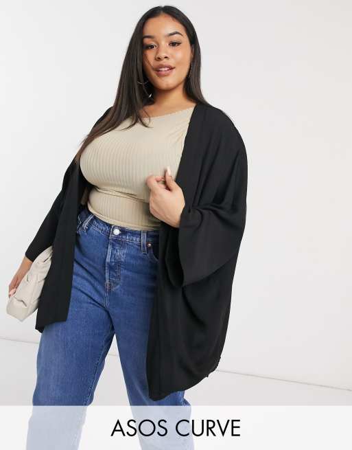 ASOS DESIGN Curve kimono in black