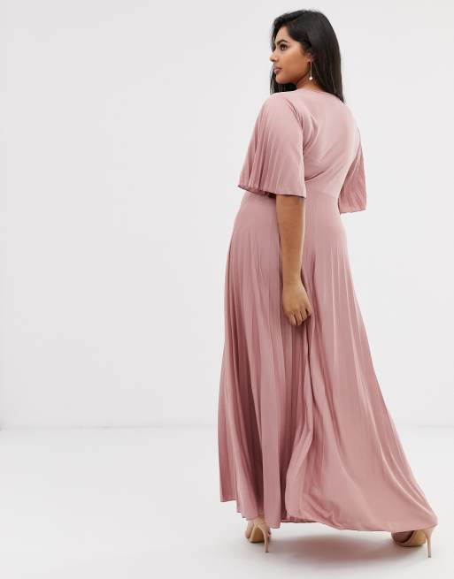 Asos design curve kimono pleated best sale maxi dress