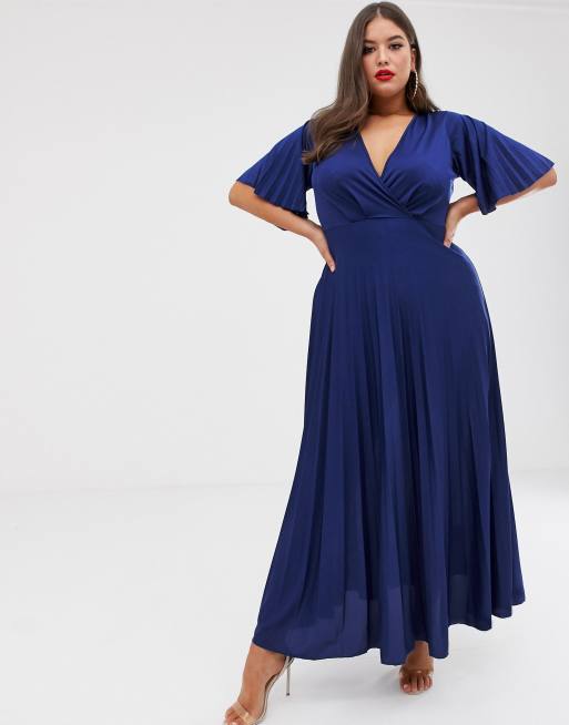 Asos design curve kimono pleated sales maxi dress