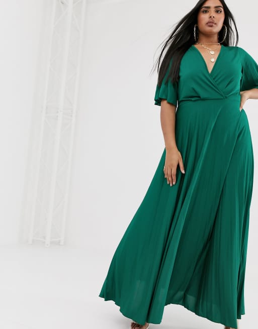 Asos curve kimono store pleated maxi dress