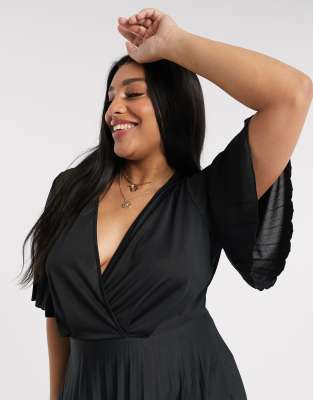 asos curve kimono pleated maxi dress