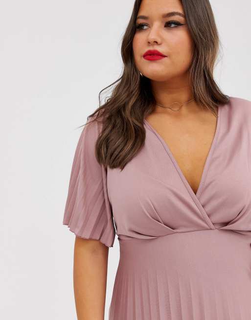 Asos design curve on sale kimono pleated maxi dress