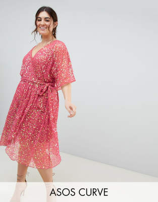 plus size sequin kimono dress