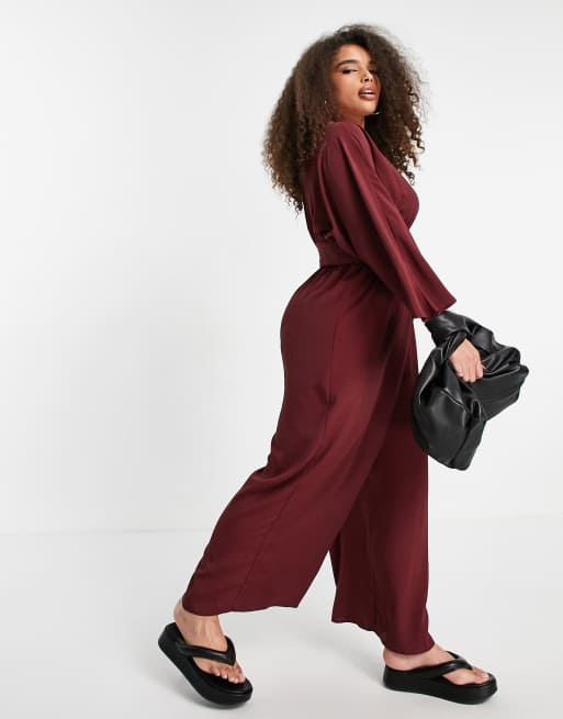 Burgundy store culotte jumpsuit