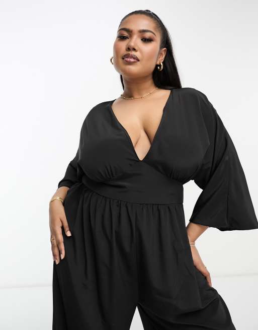 ASOS DESIGN Curve kimono sleeve culotte jumpsuit