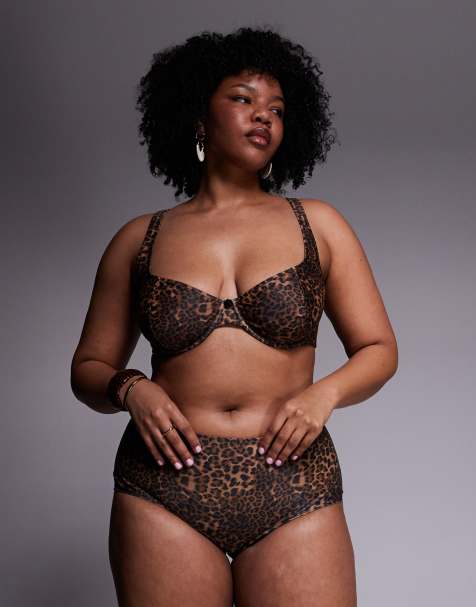 ASOS DESIGN Curve - Kitty - Højtaljede bikinishorts med leopardprint - view 1