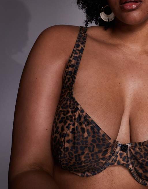 ASOS DESIGN Curve Kitty underwired bikini top in leopard, 3 of 4