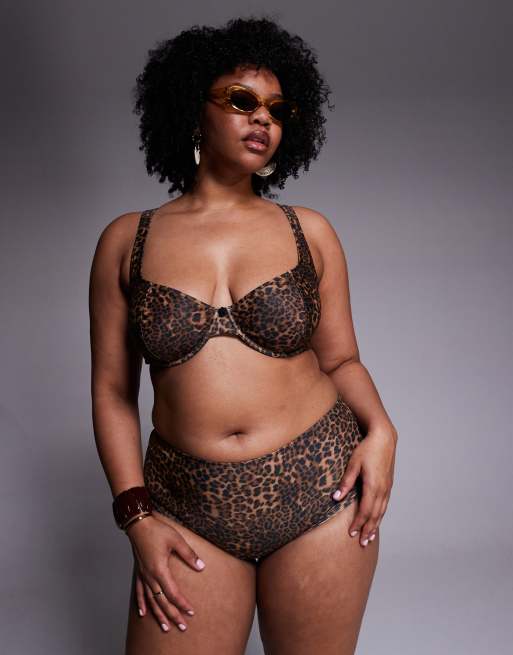 ASOS DESIGN Curve Kitty underwired bikini top in leopard, 4 of 4