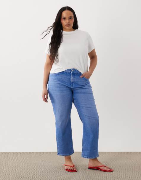 ASOS DESIGN Curve - Klare blå ankellange jeans med comfort-stretch og lige ben - view 1