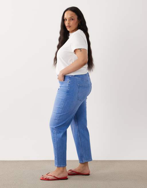 ASOS DESIGN Curve - Klare blå ankellange jeans med comfort-stretch og lige ben, 2 af 5