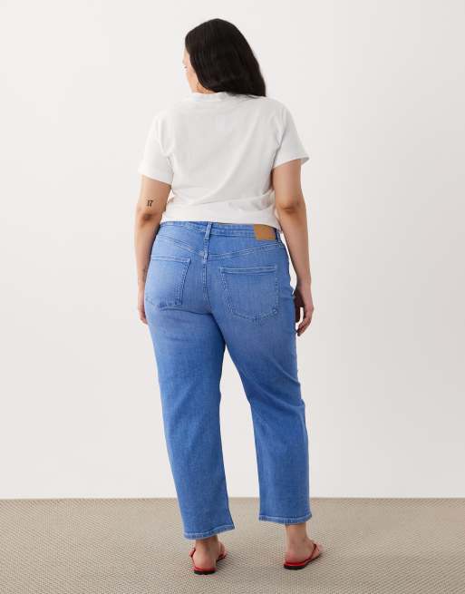 ASOS DESIGN Curve - Klare blå ankellange jeans med comfort-stretch og lige ben, 3 af 5
