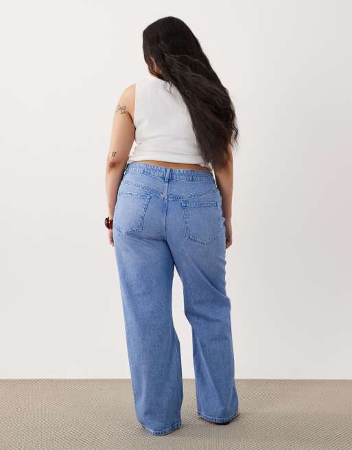 ASOS DESIGN Curve - Klare blå dad-jeans med brede ben, 3 af 5