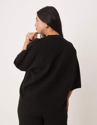 Asos Curve Asos Design Curve Knit Structured Oversized T-shirt In Black