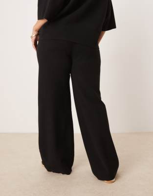 Asos Curve Asos Design Curve Knit Structured Pants In Black