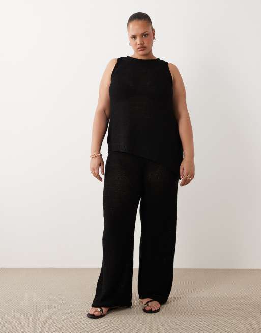 ASOS DESIGN Curve tape a-line cami top & pants set in black, 2 of 3