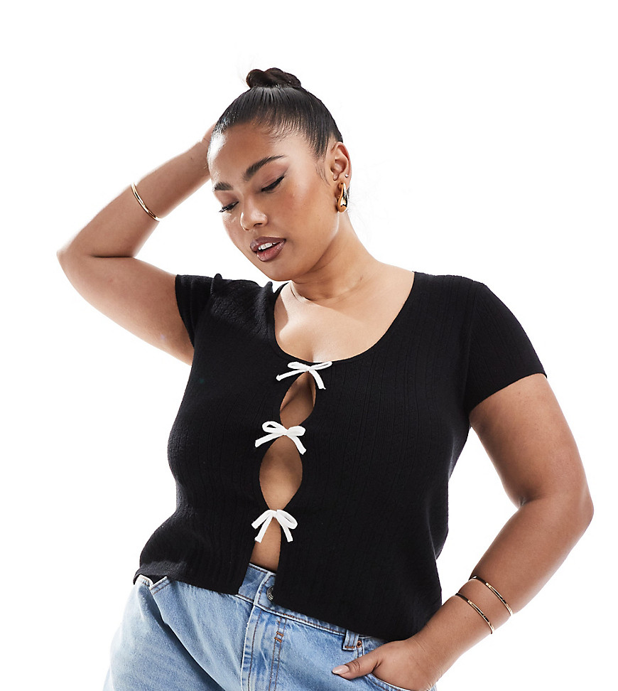 Tops by ASOS Curve Cos your jeans deserve a nice top Scoop neck Short sleeves Bow details Regular fit