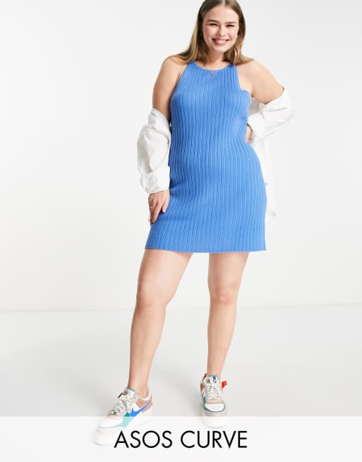 Asos curve blue dress best sale