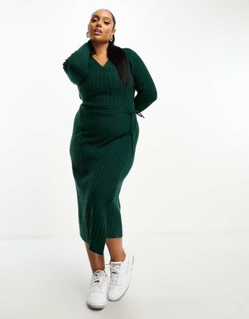 Asos green wrap outlet dress