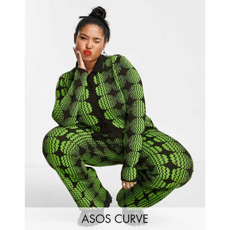 ASOS DESIGN Curve knitted pants in optical jacquard - part