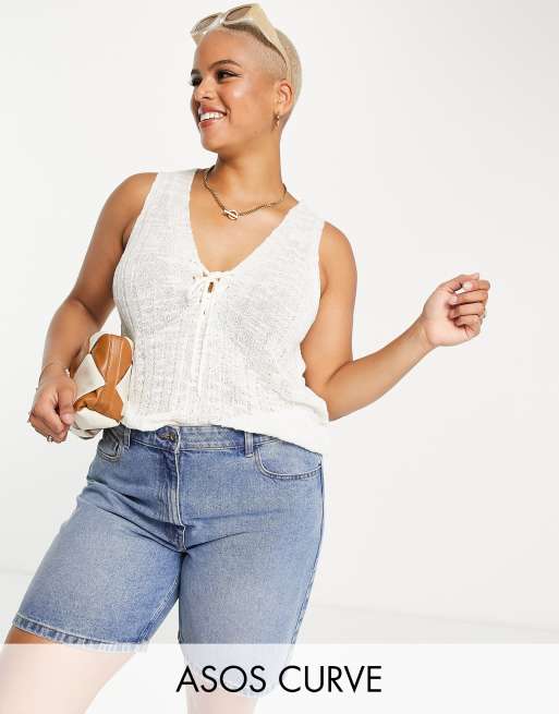 ASOS DESIGN vest in white lace