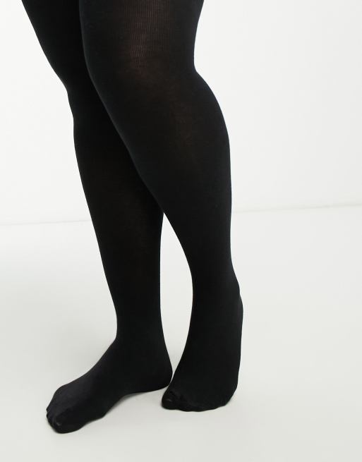 ASOS Design Curve Ribbed Tights in Black