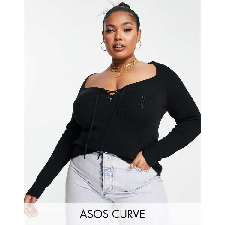 THEREDTHREAD S lace up curve tops