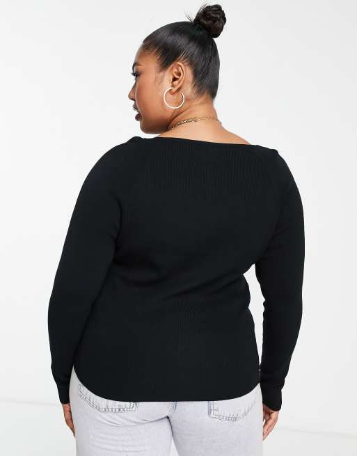 ASOS DESIGN Curve knitted top with sweetheart neck and lace