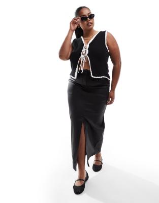 Shop ASOS Curve DESIGN knitted waistcoat with contrast tipping in black Online – Trendy & Affordable Fashion