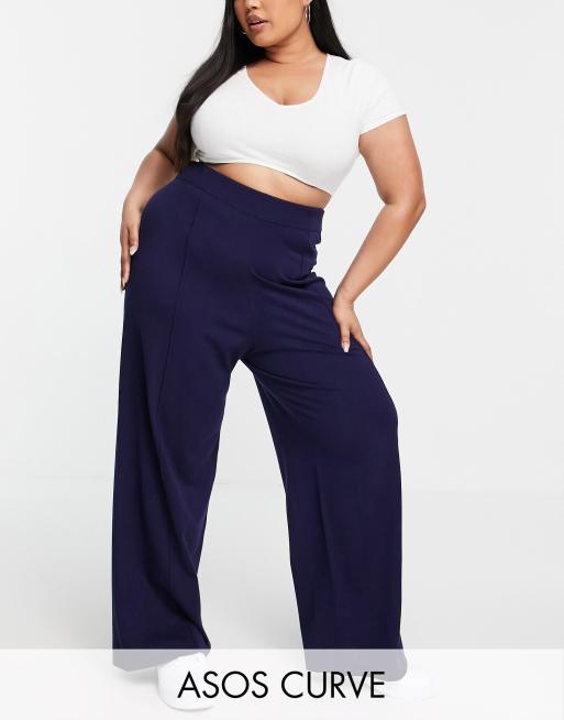 Plus size navy 2025 wide leg trousers