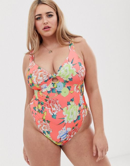 SEEKERS AUSTRALIA-Crazy Floral One Piece Built In Bra Swimsuit Plus Size  22W-NWT