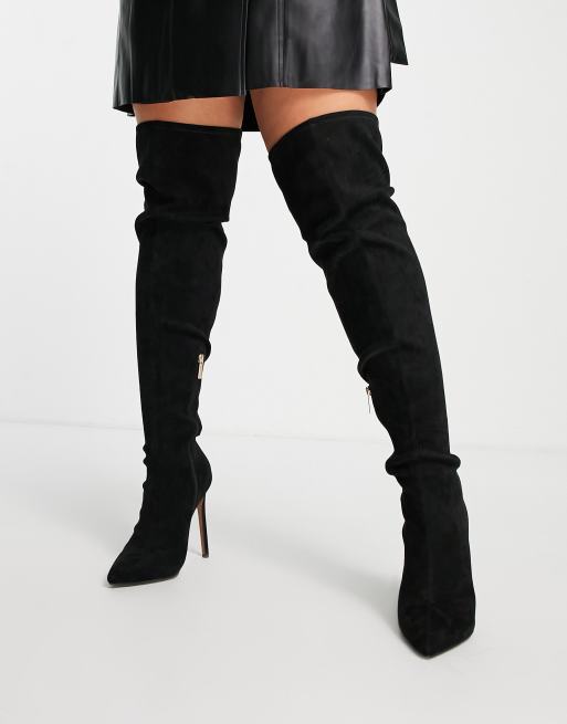ASOS DESIGN Curve - Koko - Over-de-knie-laarzen met hak in zwart, 4 van 4