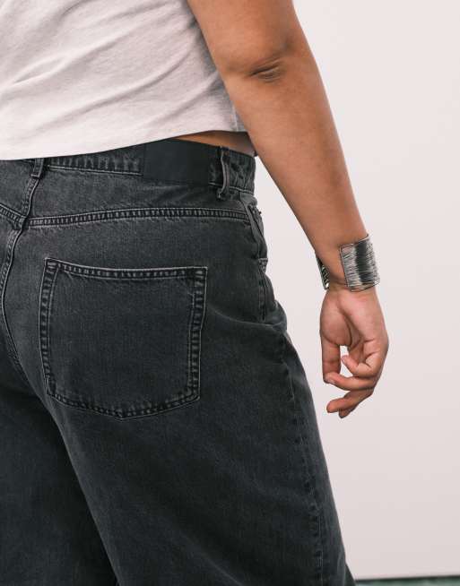 ASOS DESIGN Curve - Koksgrå, forvaskede og højtaljede jeans med barrel-ben, 5 af 5