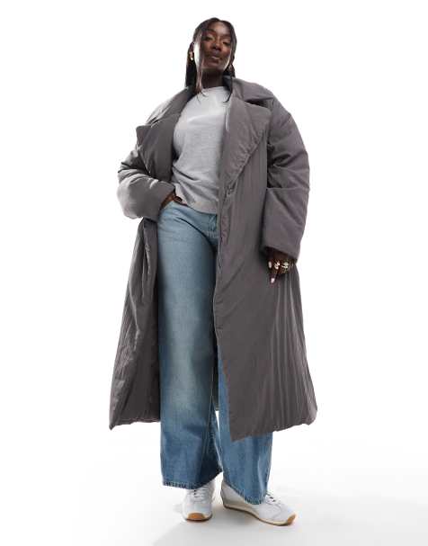 ASOS DESIGN Curve - Koksgrå longline-dynejakke med rent snit - view 1