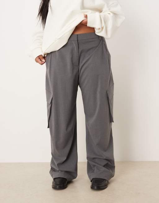ASOS DESIGN Curve - Koksgrå skræddersyede utility-bukser med tøndeformede ben , 2 af 5
