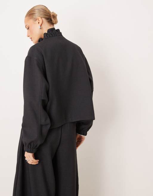 ASOS DESIGN Curve - Koksgrå skræddersyet træningsjakke med ståkrave - Del af sæt, 4 af 4