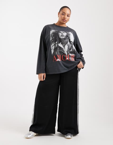 ASOS DESIGN Curve - Koksgrå T-shirt med lange ærmer og 'Amour'-magasingrafik - view 1