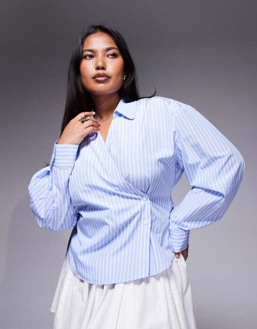 ASOS DESIGN Curve – Kopertowa koszula w paski z rękawami typu kokon