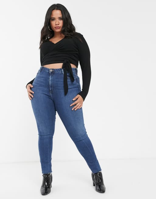 ASOS DESIGN Curve – Kopertowy prążkowany top z długim rękawem, 4 z 4